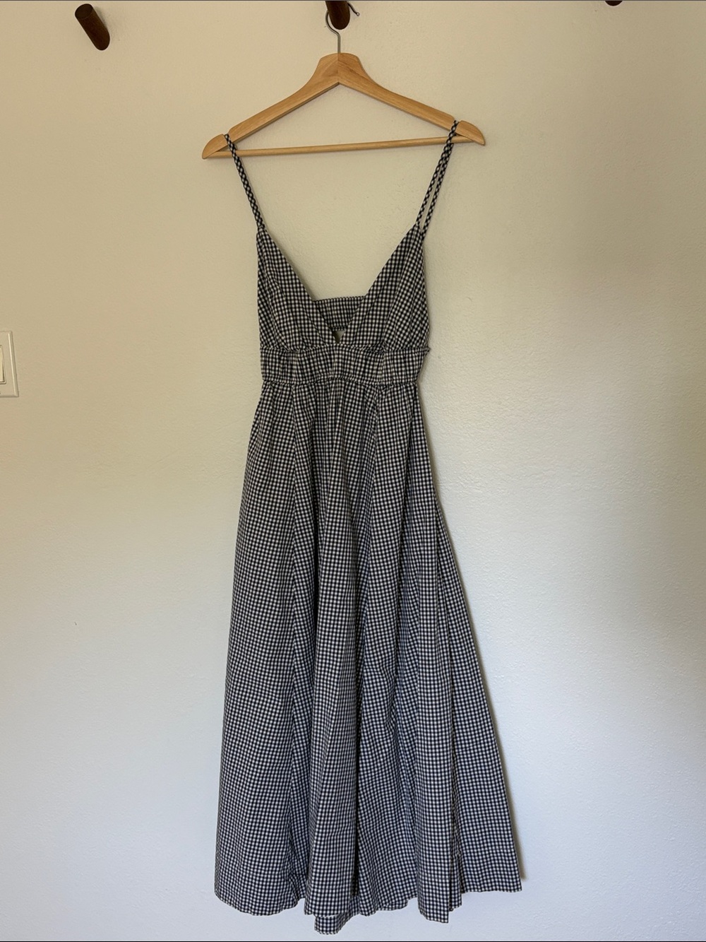 Aritzia Gingham Midi Dress with Spaghetti Straps (encourage poplin cami dress)